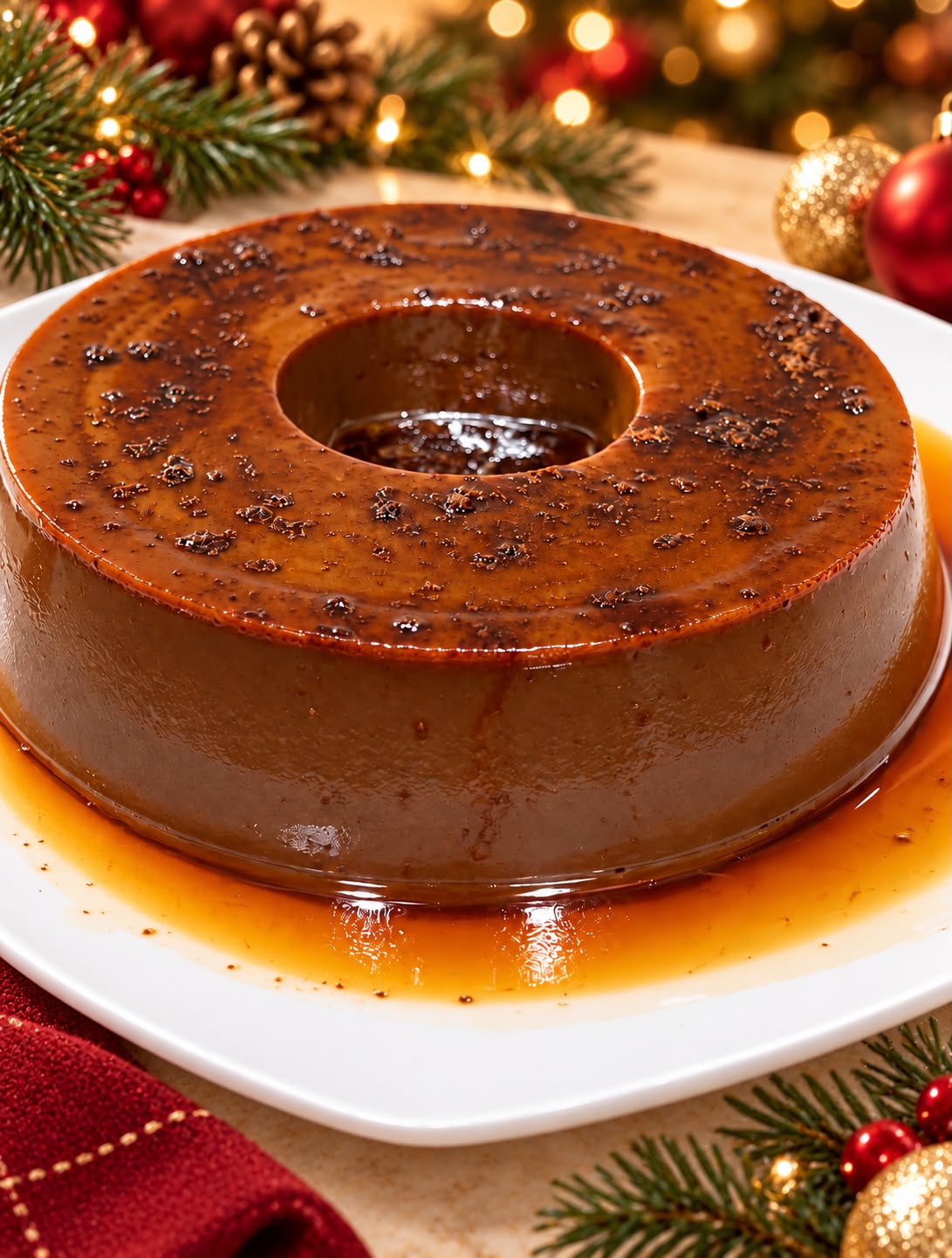 Pudim de Ovomaltine de Natal